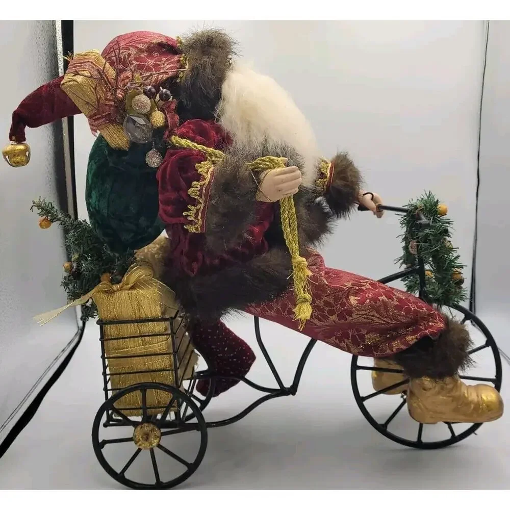Vintage Large Porcelain Face Santa Claus Riding Tricycle Presents 16